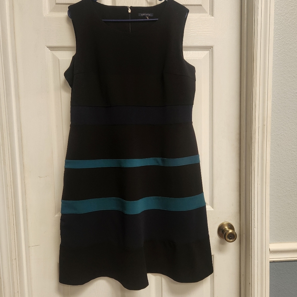 Tommy Hilfiger Black and Teal Colorblock Mini Dress